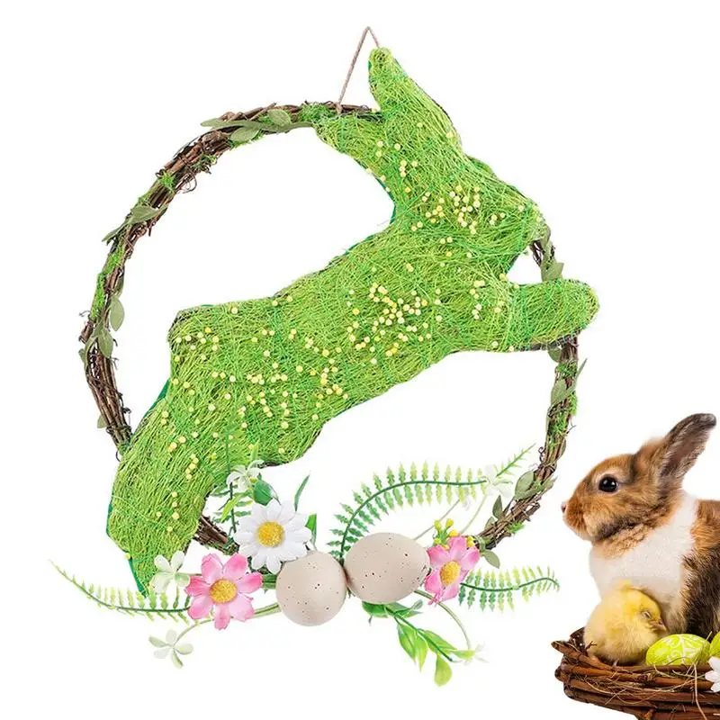 

Easter Egg Wreath Rattan Spring Wreaths For Front Door Spring Door Wreath With Pastel Eggs Rabbit Indoor Pastoral Style For
