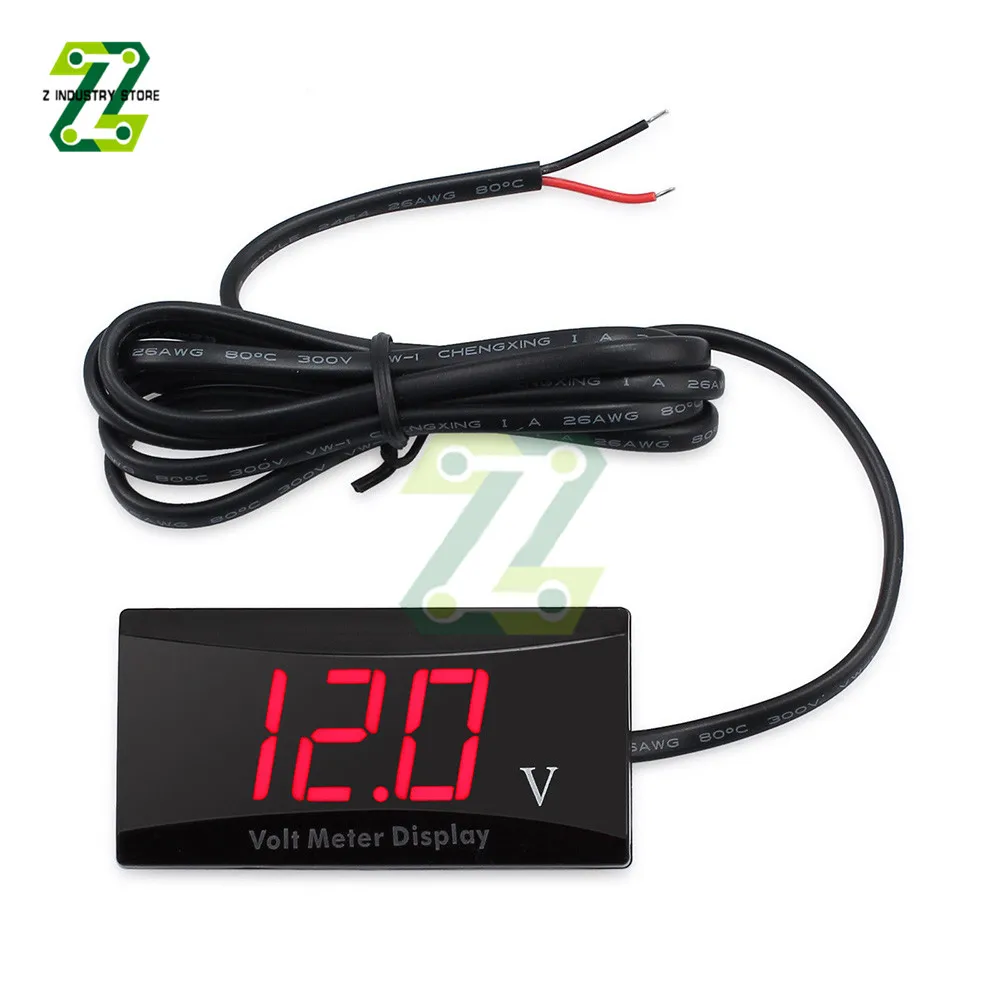 

Водонепроницаемый вольтметр, 12 В постоянного тока, светодиодный дисплей, цифровой измеритель напряжения на панели, тестер 12 В для автомобилей и мотоциклов