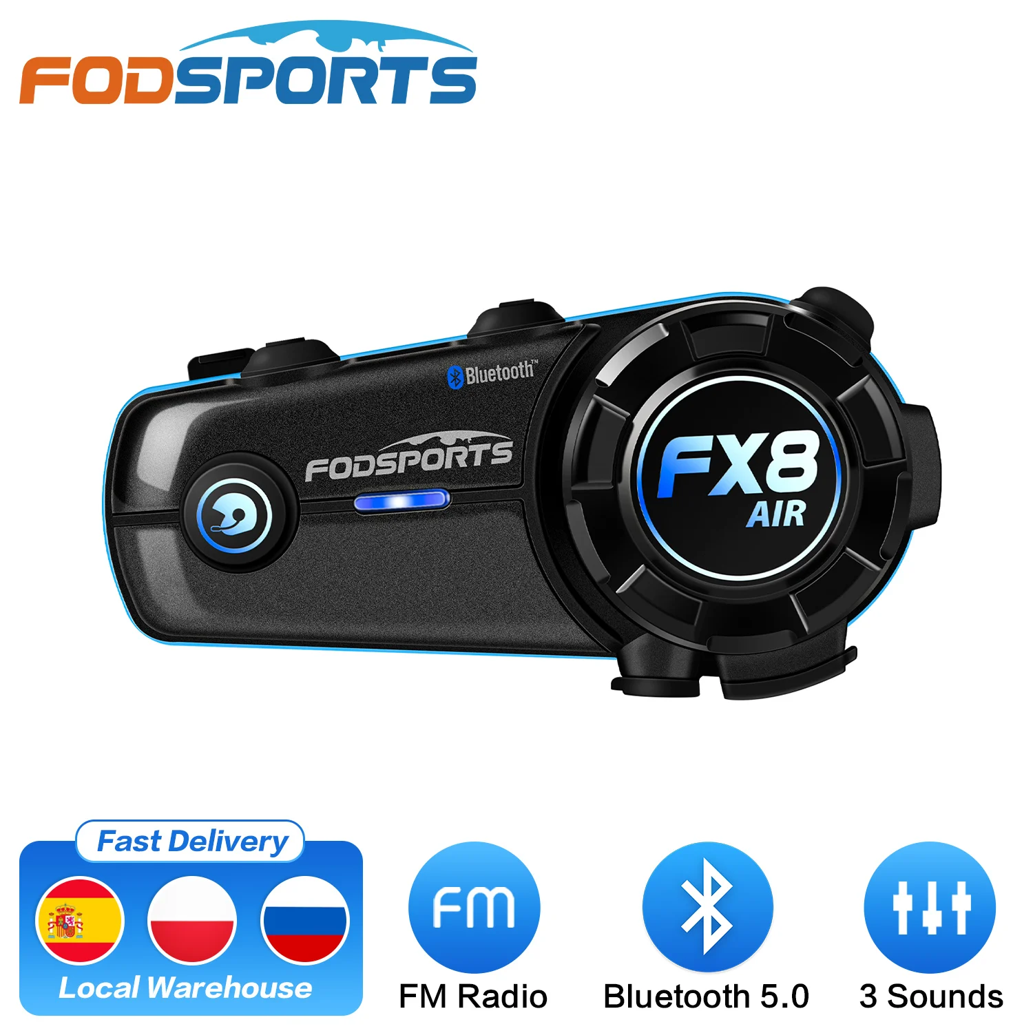 

Fodsports FX8 AIR мотогарнитура,мотогарнитура для шлема,Bluetooth-гарнитура для шлема,4 гонщика,1000 м.