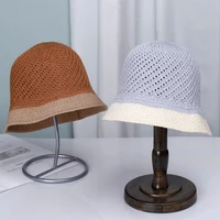2022 new womens bucket hat stripe stitching caps fashion panama luxury hat fisherman hat ladies summer sun travel beach hat