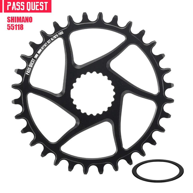 

PASS QUEST for SHIMANO M6100 M7100 M8100 M9100 Direct Mount Crank Narrow Wide Chainring ROUND Silver and black