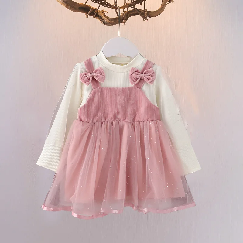 

6M-3T Autumn Newborn Baby Dresses for Girl Princess splice Lace First Birthday Girl Party Dresses Baby Outfits Clothes