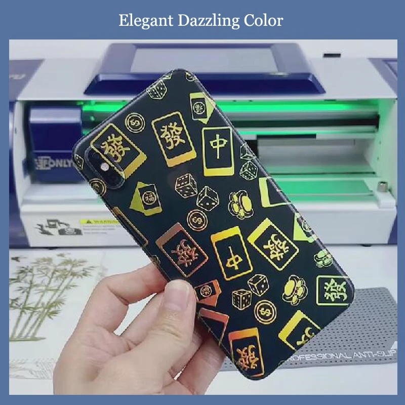 50PCs Mobilephone Transparent Shiney Gold Back Cover Stickers Fashion Embossed Decoration Protector Film for Plotter Cutter