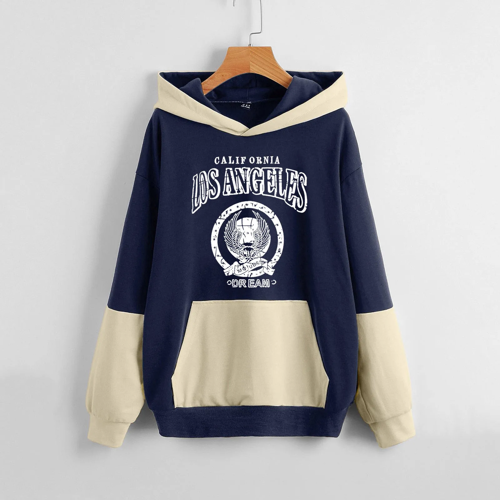 

Womens Monogram Print Long Sleeve Drawstring Hooded Sweatshirt with Pockets Ladies Small Sweatshirts Hole Shirt