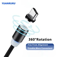 2 4a 360%c2%b0 rotate magnetic cable type c fast charging magnet charger for xiaomi samsung huawei poco mobile phone nylon wire cord