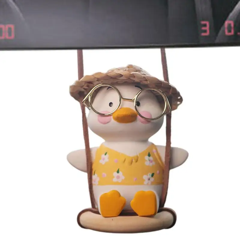 

Swing Duck Car Pendant Car Duck Hanging Ornament Glasses Duck Car Interior Decorations For Adults Rear View Mirror Pendant For