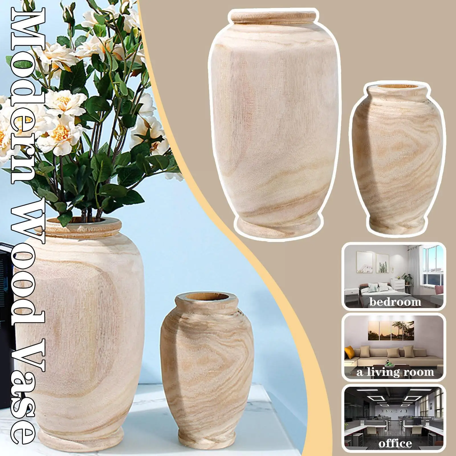 

Wooden Vase Plant Holder Flower Pot Balcony Minimalist Wooden Vase Flower Decorative Display For Wedding Office Home Decor U5R3