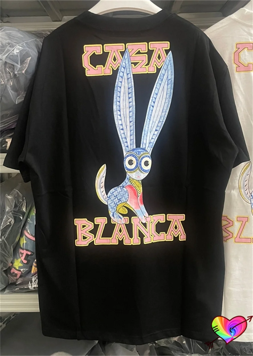 

2023ss Casablanca Rabbit T shirt Men Women 1:1 Casablanca Tee Tennis Club Short Sleeve Sporty Tops Casa Crewneck