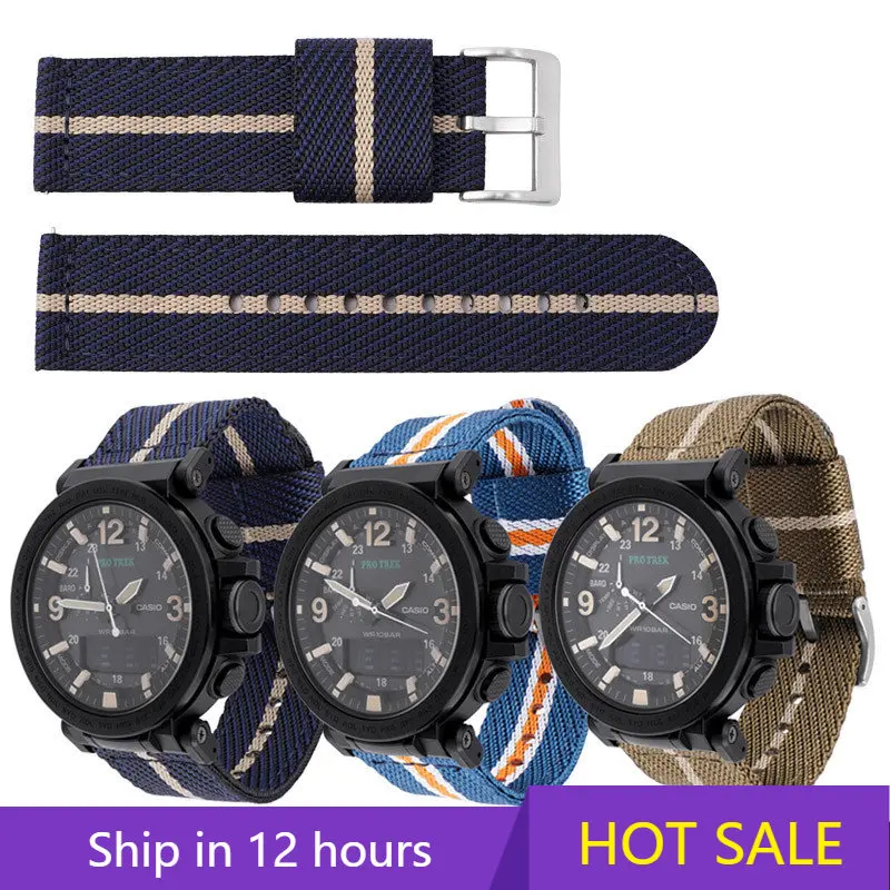 

Nylon Canvas Strap for Casio Mountaineering Series PRW-6600 PRG-600/650Y Men Sports Waterproof Watchband Accessories 24mm