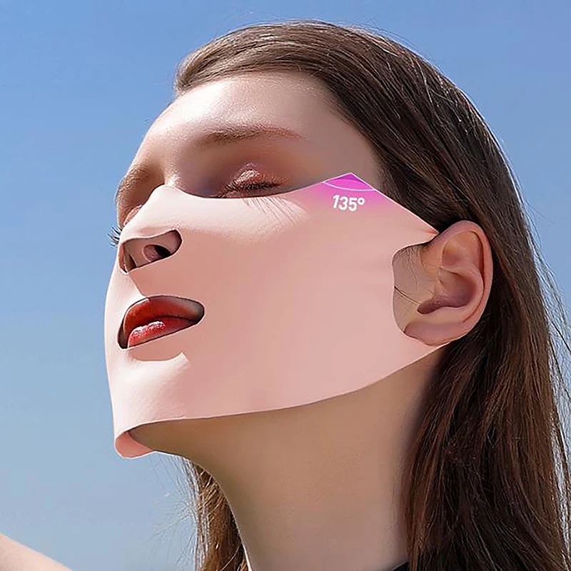 

Outdoor Sunscreen Mask Breathable Washable Reusable Double Layer Ice Silk Anti-UV Sun Mask Moisturizing Skin Care Face Cover
