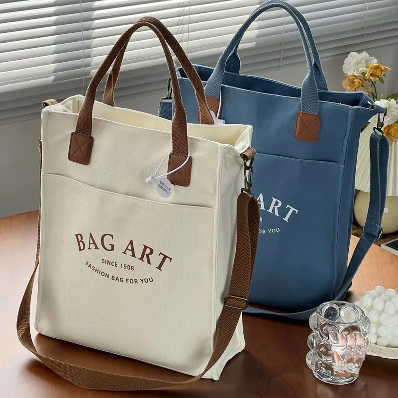 

Женская плотная Холщовая Сумка-тоут Hylhexyr с надписью, однотонная квадратная сумка-Кроссбоди, сумка на молнии через плечо для работы и школы