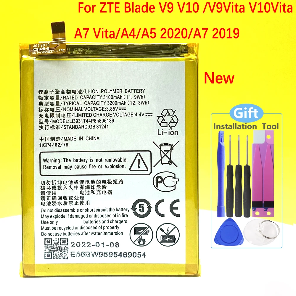 

NEW 3200mAh Li3931T44P8h806139 Battery For ZTE Blade V9 V10 /V9Vita V10Vita/A7 Vita/A4/A5/ A7 2019 +Tracking Number