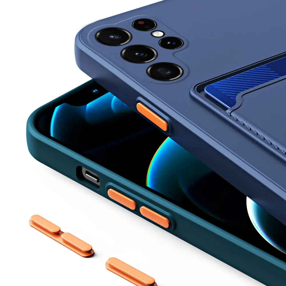 card Case For Samsung Galaxy S25 Ultra S24 S23 S22 Plus S21 S20 Skin feel Solid color simple Soft cover