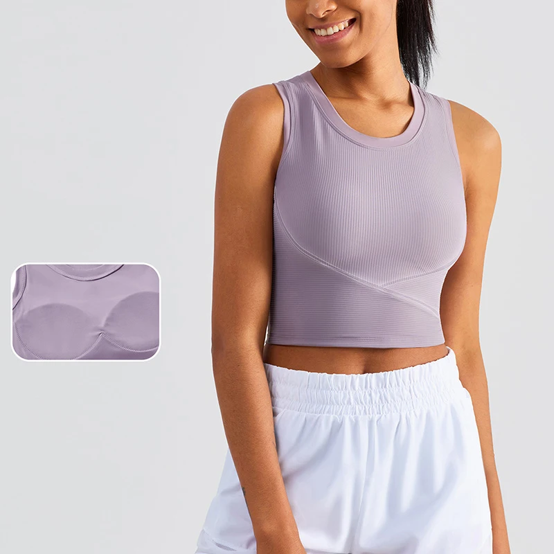 

Топ для бега, йоги, спортзала, спортивные бюстгальтеры, женский тренировочный бюстгальтер для фитнеса без рамы, Женская майка в рубчик, спор...