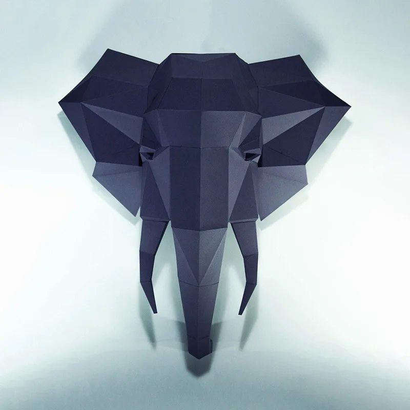 

Elephant Head 3D Paper Model Animal Sculpture 72CM Elephant Papercraft DIY Craft for Living Room Wall Art Home Decoration