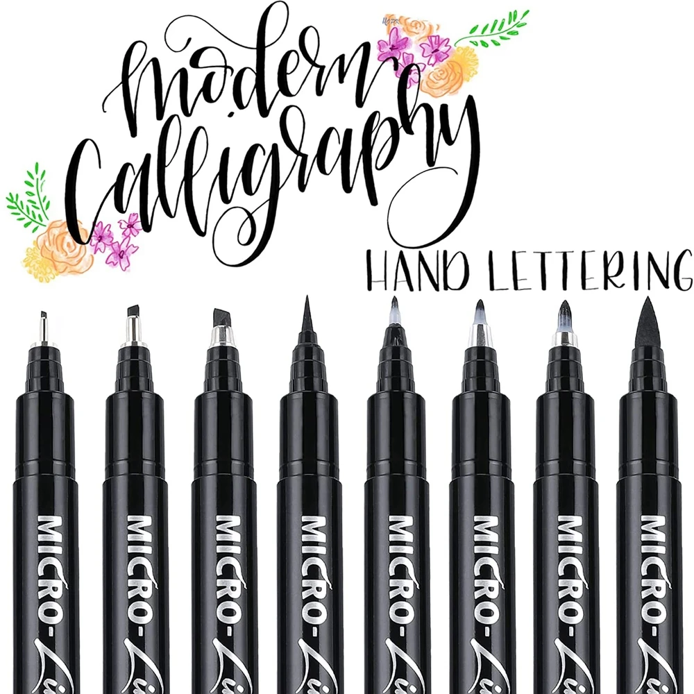 

8Pcs/Set Micron Line Lettering Pen Calligraphy Pens Neelde Drawing Hand Waterproof Pigment Sketch Art Markers Pen Design