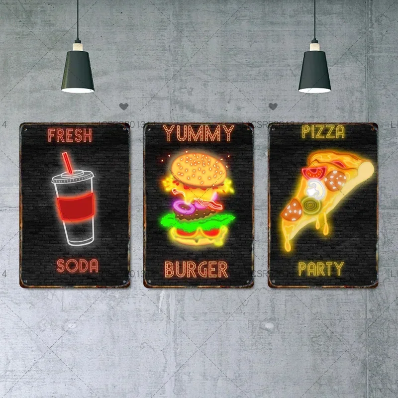 Новый Jindian Гамбургер Пицца Металлическая Вывеска Оловянная Картина Еда Плакат