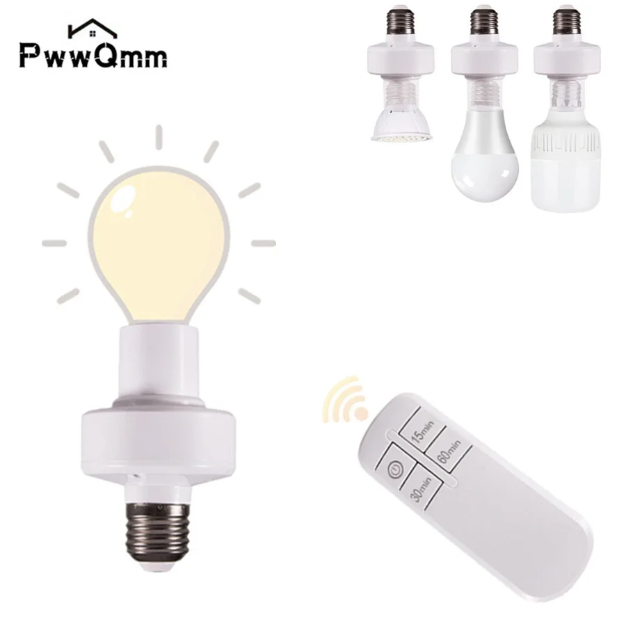

220V Wireless remote control smart timer switch E27 to E27 lamp holder house multi light switch baby room bedroom timer switch