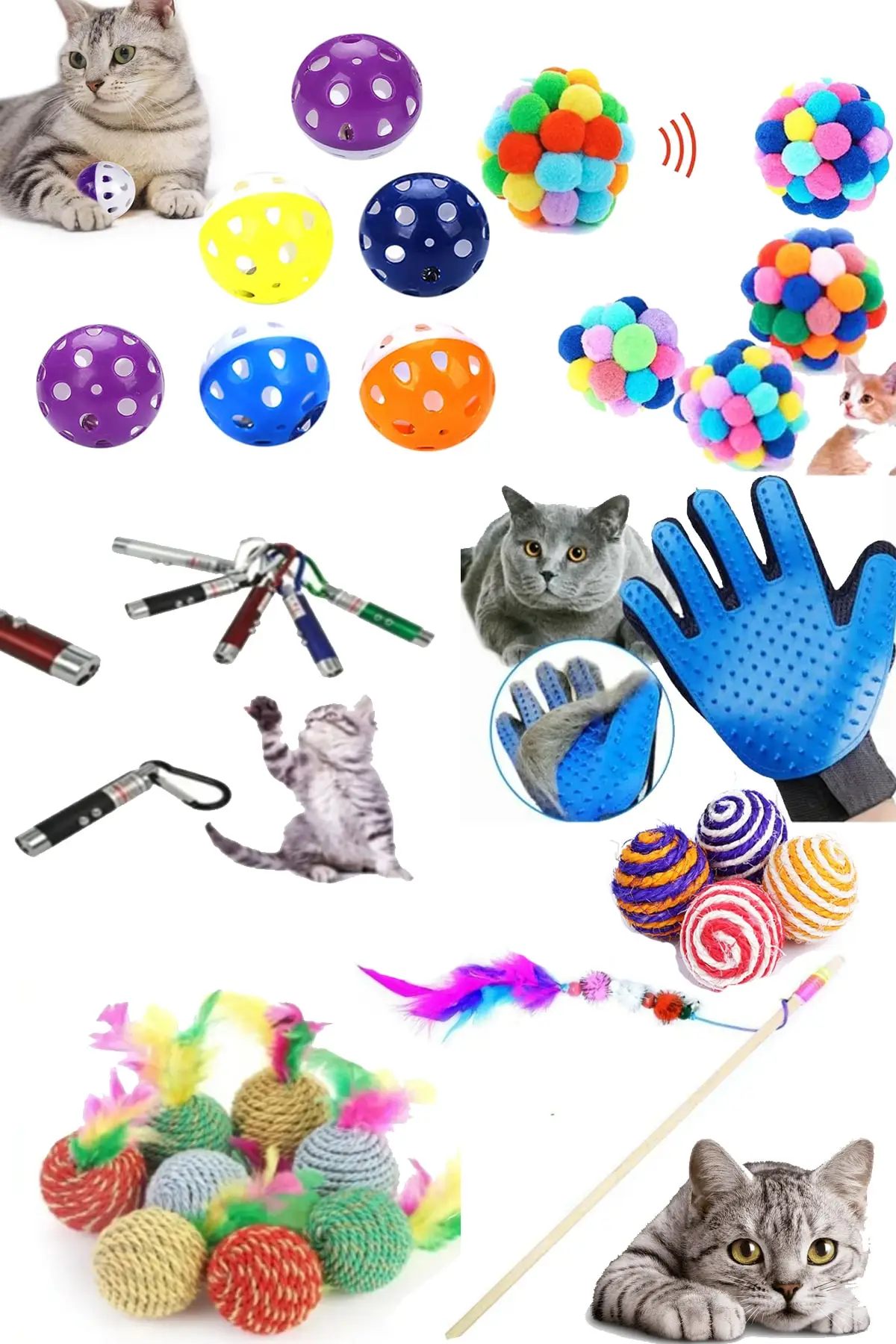 

Pets Cats Toys Cat toy and care set 7 pieces