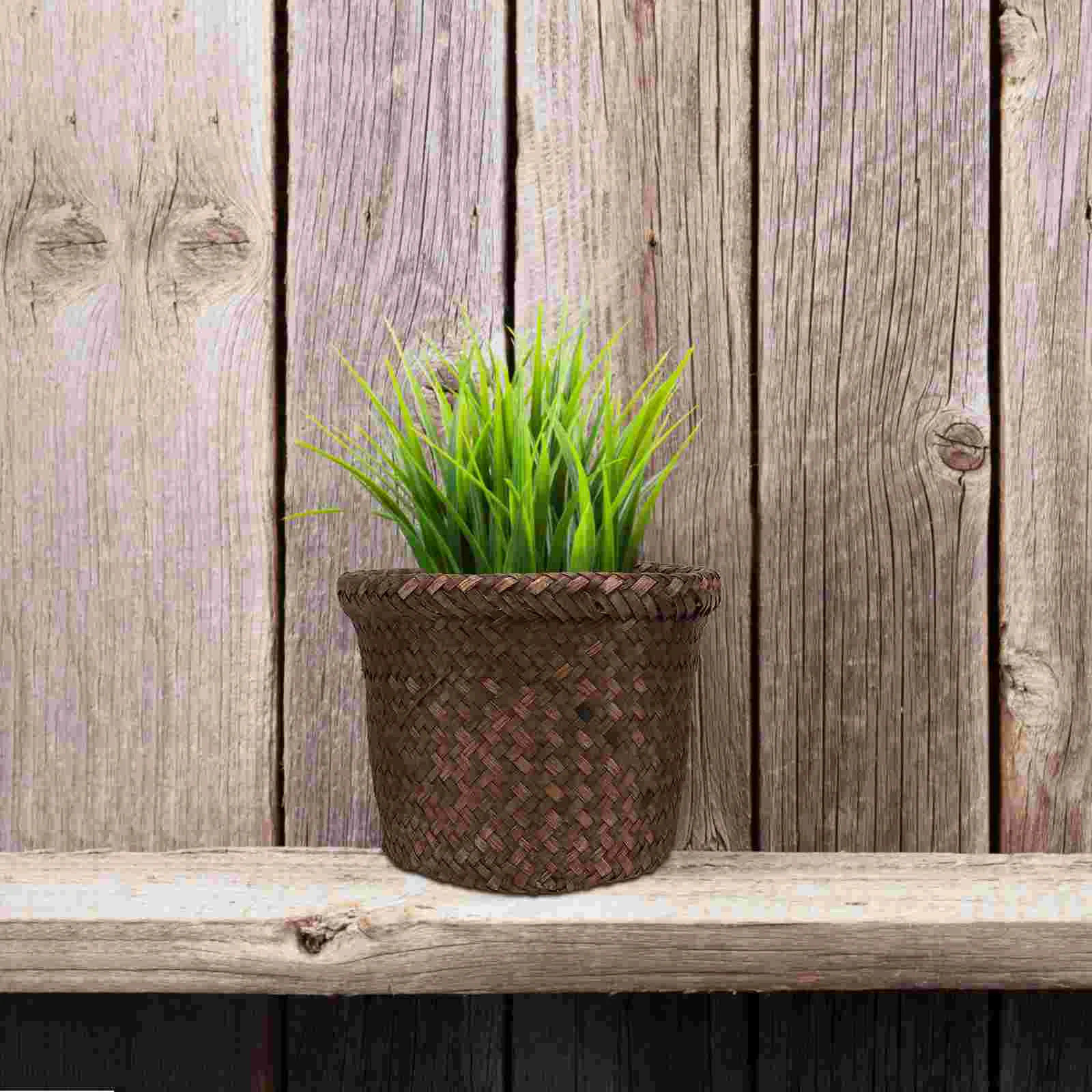 

Basketwoven Flower Pot Planter Seagrass Rattan Indoor Wicker Storagebasketspots Flowerpot Planters Seaweed Cover Hand Organizer