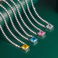 new square crystal zircon necklace fashion zircon chain luxury banquet wedding accessories ladies high quality jewelry