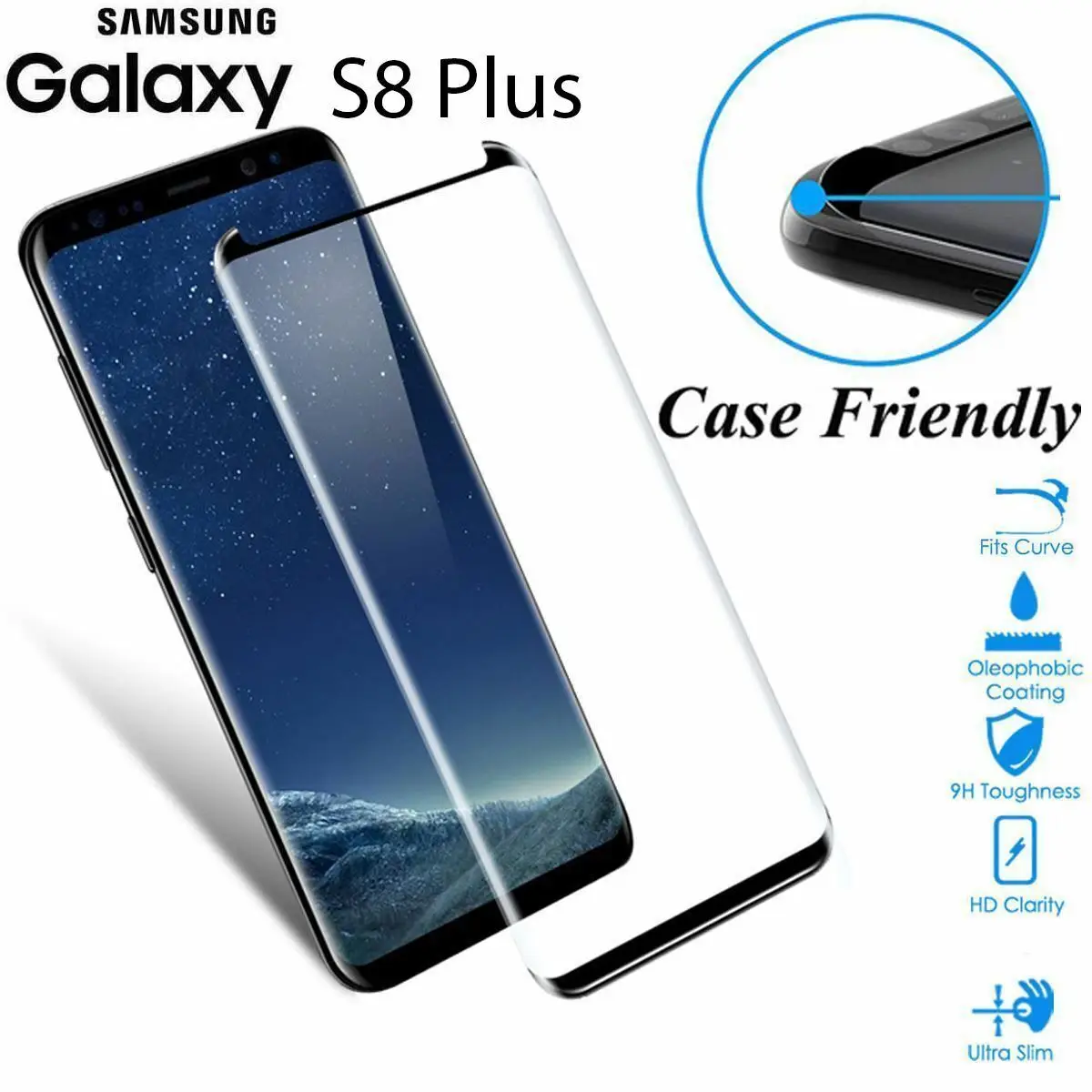 

Case Tempered Glass Screen Protector Full Cover For Samsung Galaxy S8 Plus