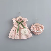 2021 summer sleeveless dress shorts sets dot pattern baby girls clothes sets cute outfit for newborn costume 1 2 3 4 years