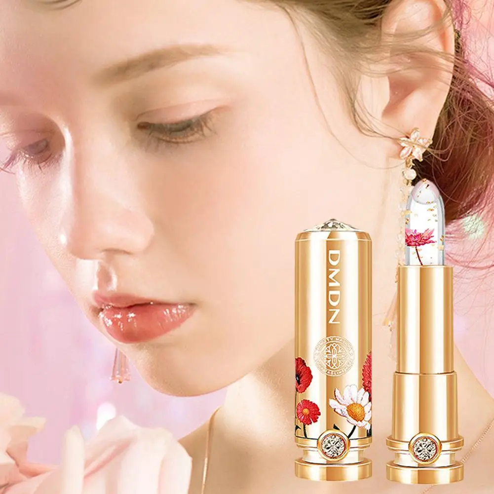 

Crystal Jelly Flower Lip Balm Temperature Color Changing Transparent Long Lasting Moisturizing Nourishing Smooth Beauty Cosmetic