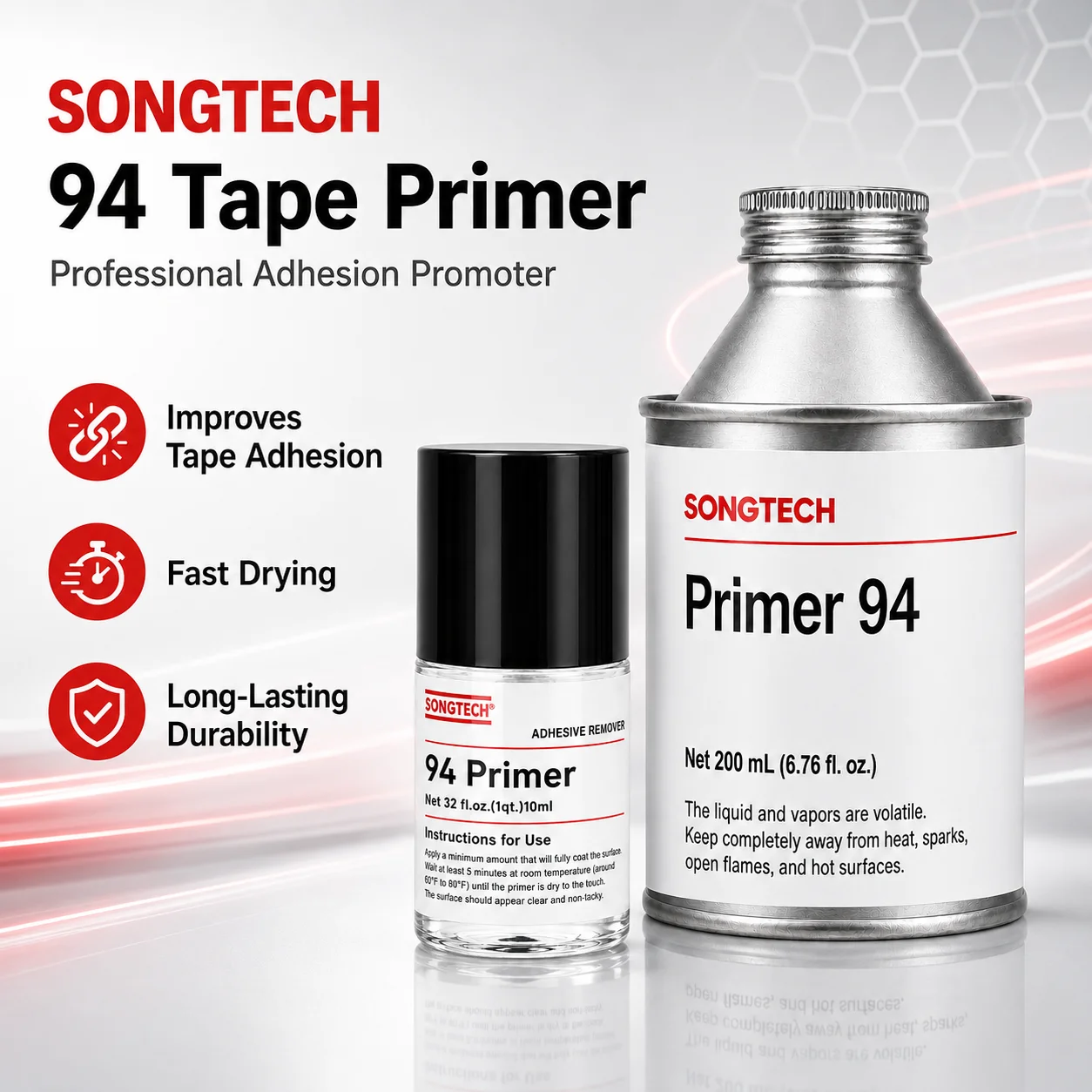 Фото 10 мл 200 мл Songtech 94 Tape Primer – усилитель адгезии для VHB двухсторонней клейкой ленты, автомобильной отделки, пленок, пластика, металла, стекла №3
