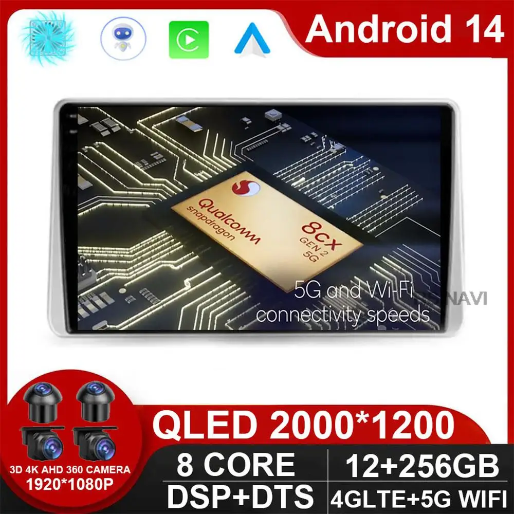 Автомобильный мультимедийный проигрыватель на Android 14 Carplay WlFl + 4G для Nissan Sentra 5 B15 1999