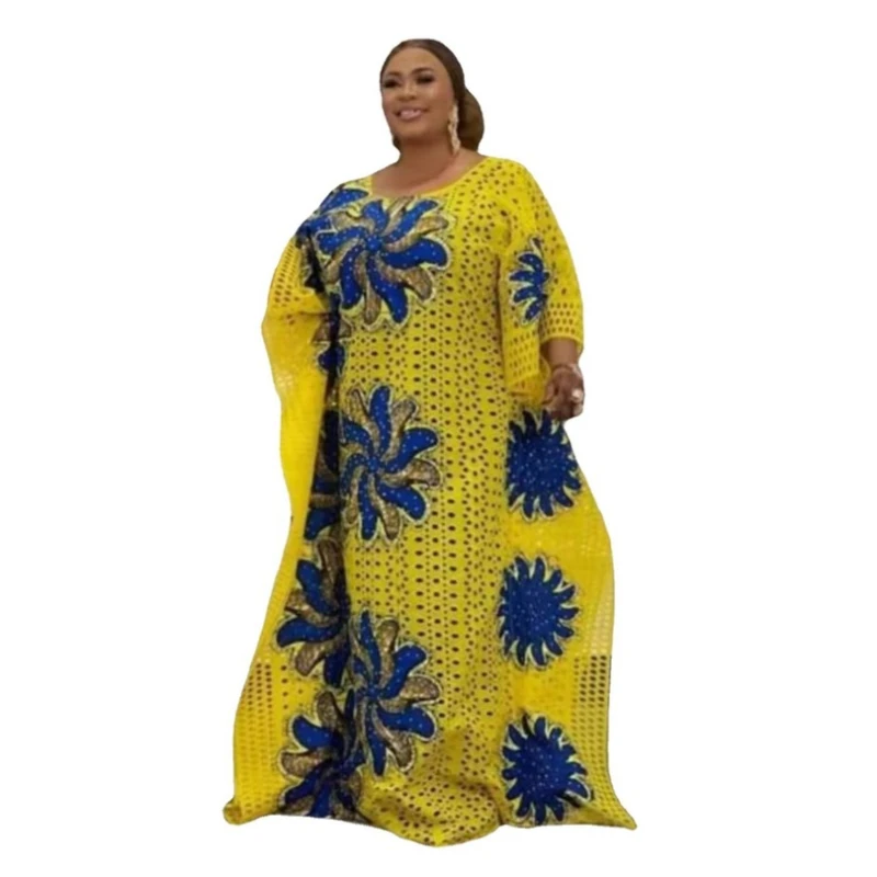 

Spring Autumn Dashiki African Maxi Dress For Women New African Fashion Loose Long Dress African Clothes Elegant Lace Dresses
