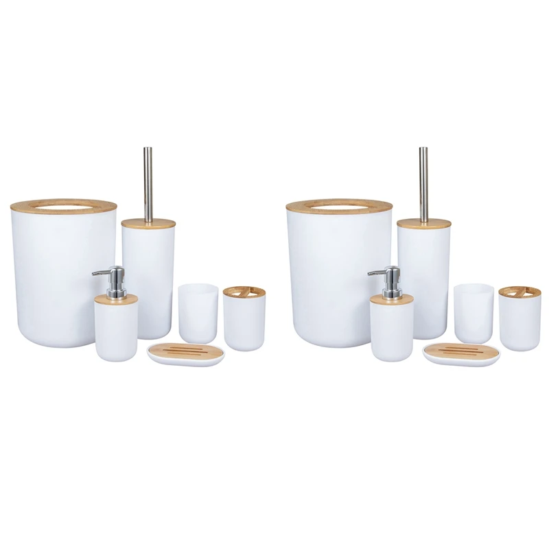 

12-Piece Bamboo Bath Accessory Set Environmentally Friendly Toilet Accessory Set With Lotion Dispenser Etc. White