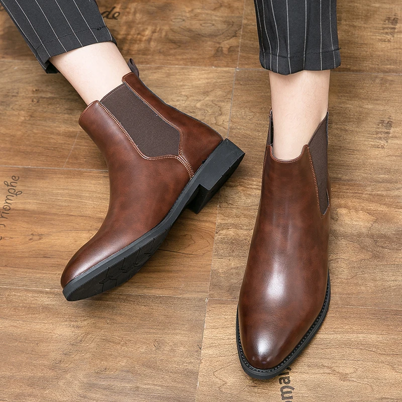 

Мужские ботинки челси, Новые Модные Повседневные Классические Кожаные мужские ботильоны в стиле ретро, Прямая поставка