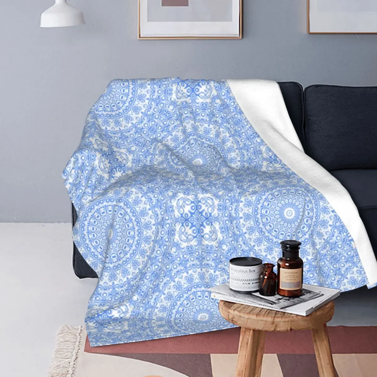 

Mandala Fleece Flannel Throw Design King Queen Full Size for Bed Couch Sofa Super Soft Lightweight All Seasons Warm Blanket Art
