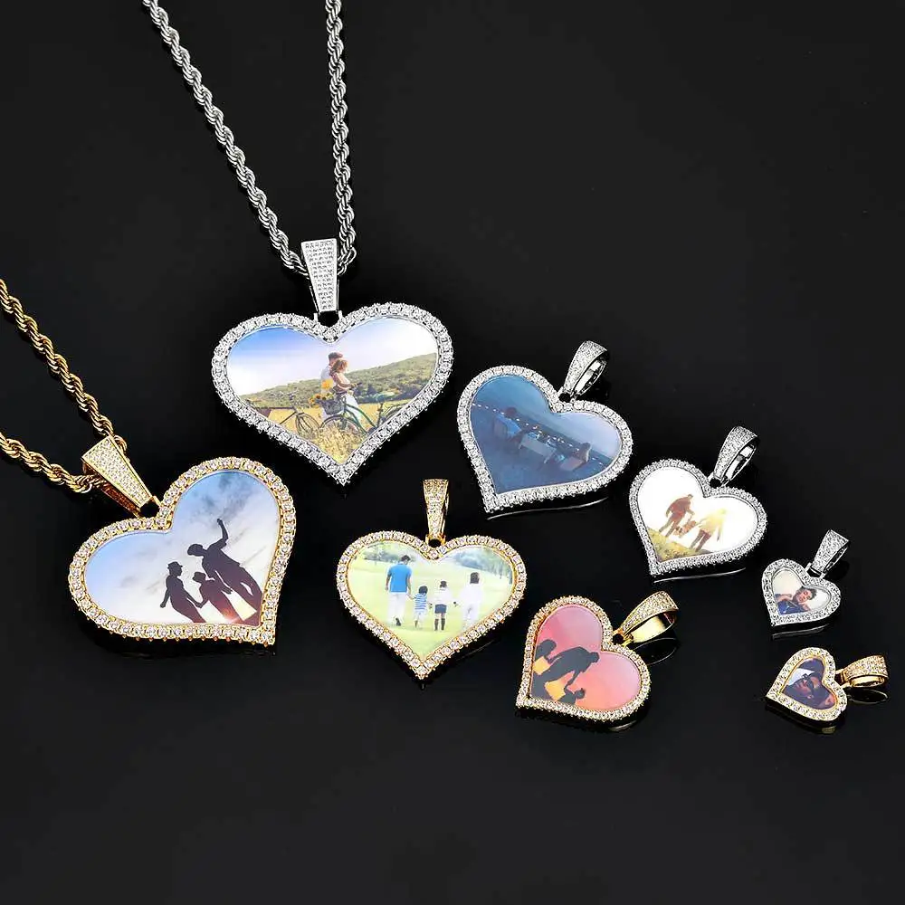 

Personalized Custom Photo Necklace for Men Lovers Micro Set Zircon Customized Picture Pendant Hip Hop Jewelry for Memory Gift