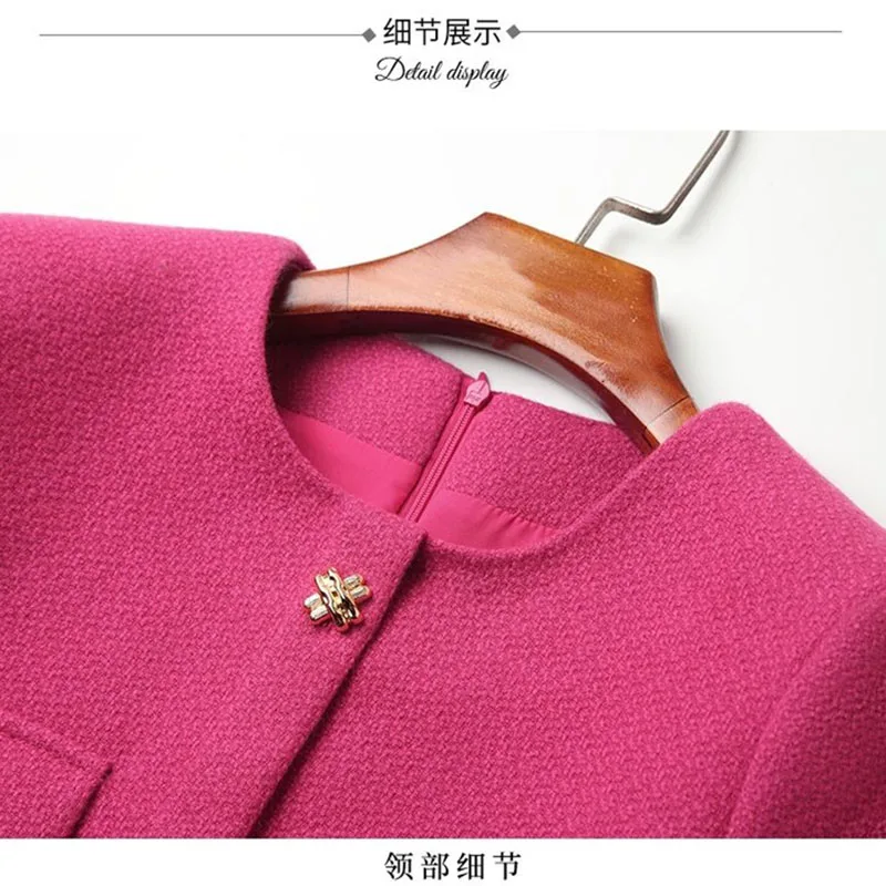 Женское твидовое платье роскошное и яркое средней длины Осень-зима 2023