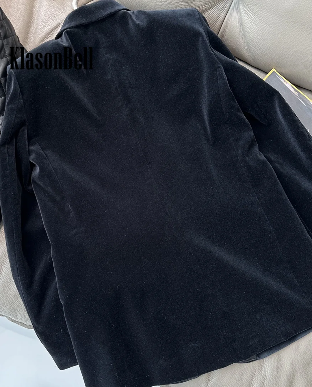 10.10 KlasonBell Женская одежда Темпераментные подплечники Бархатный пиджак на одной