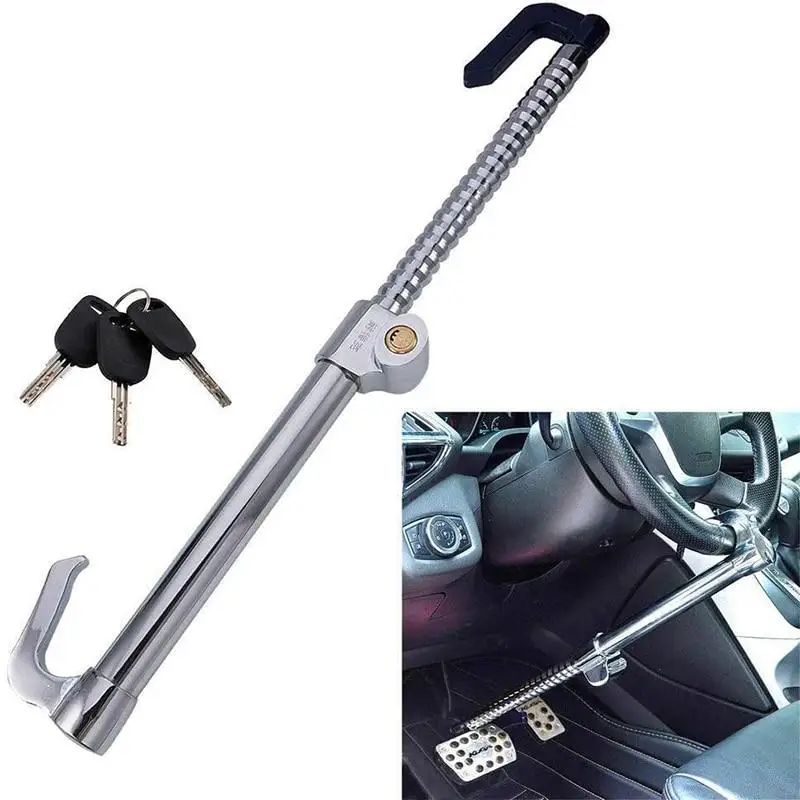 

Universal Car Steering Wheel Brake Lock Anti-theft Retractable Double Hook Car Clutch Pedal Lock Double Protection Safety Hammer