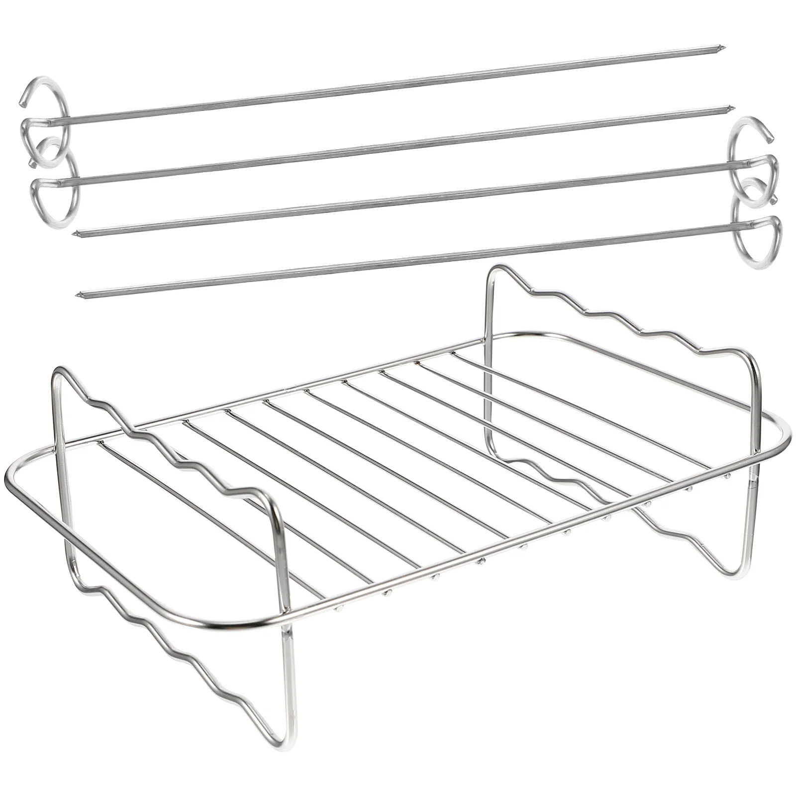 

Rack Air Fryer Grill Steaming Bracket Cooking Creative Square Baking Oven Toast Skewer Roasting Reusable Steel Stainless Fryers