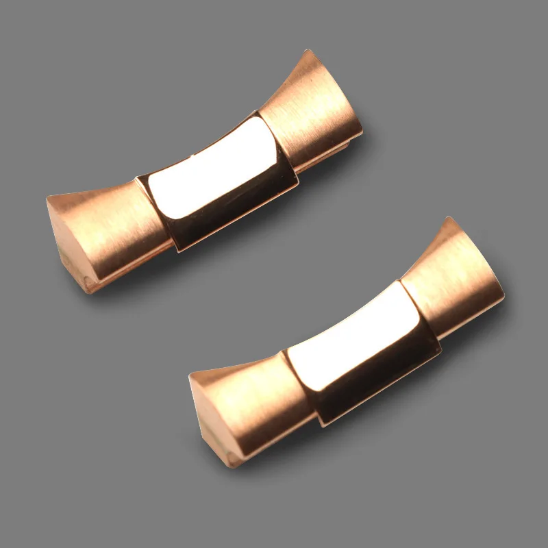 20mm Silver Black Gold Rose Solid Curved End Link Endlink fit  For RLX Daytona Rubber Leather Watch Strap