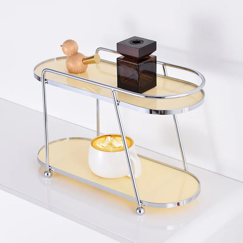 

Home Simple Double-layer Desktop Shelf Acrylic Cosmetics Cup Coffee Cup Holder Dresser Table Table Storage Rack Three Colors