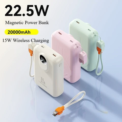 20000 мАч Магнитное беспроводное зарядное устройство Qi Power Bank PD22.5W Сверхбыстрая зарядка Powerbank для Magsafe iPhone Samsung Huawei Xiaomi