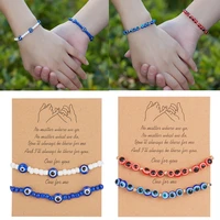 turkish blue evil eye bracelet sets colorful crystal resin bead rope chain eyes lucky couple bracelets for women charm jewelry
