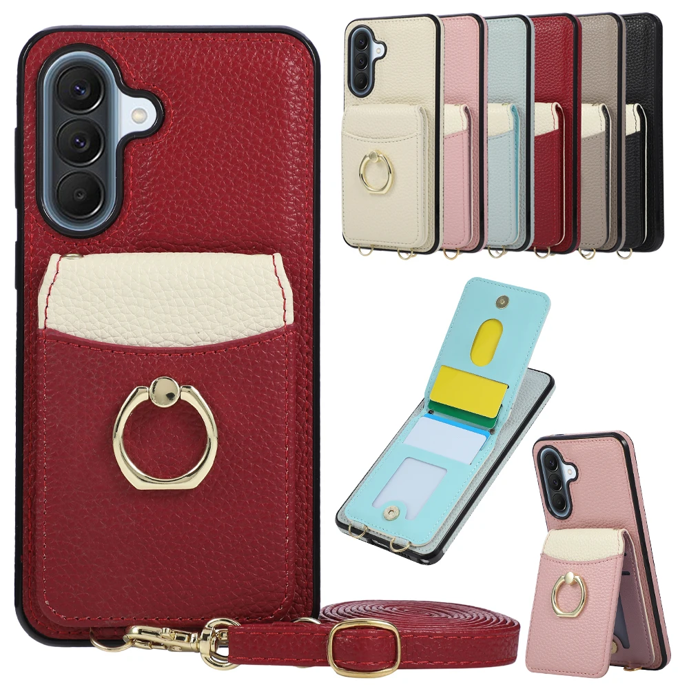 Фото Кожаный чехол-накладка с ремешком для Samsung Galaxy A07 A27 A57 A37 A17 A56 A36 A16 A55 A35 A15 A54 A34 A14 A13 A53 A33 №1