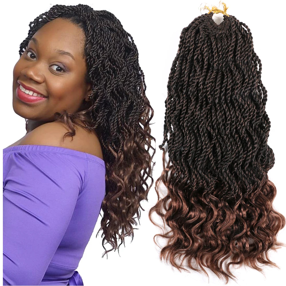 Bellqueen Сенегальские крученые вязаные волосы волнистые концы 14 дюймов
