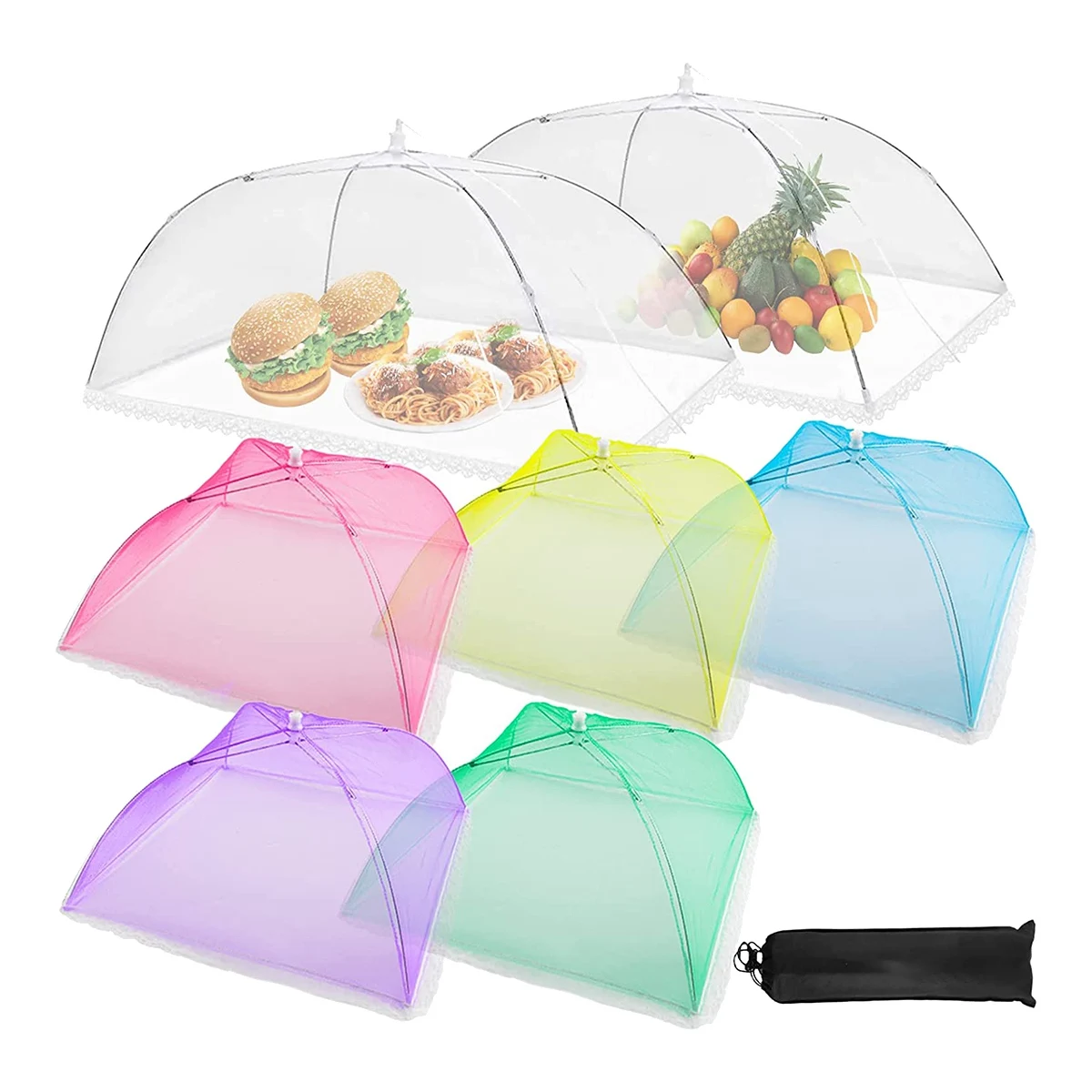 

7 Pack Food Covers for Outside Pop-Up Umbrella Mesh Food Tents Encrypted Mesh Screen Food Net Cover for Outdoors