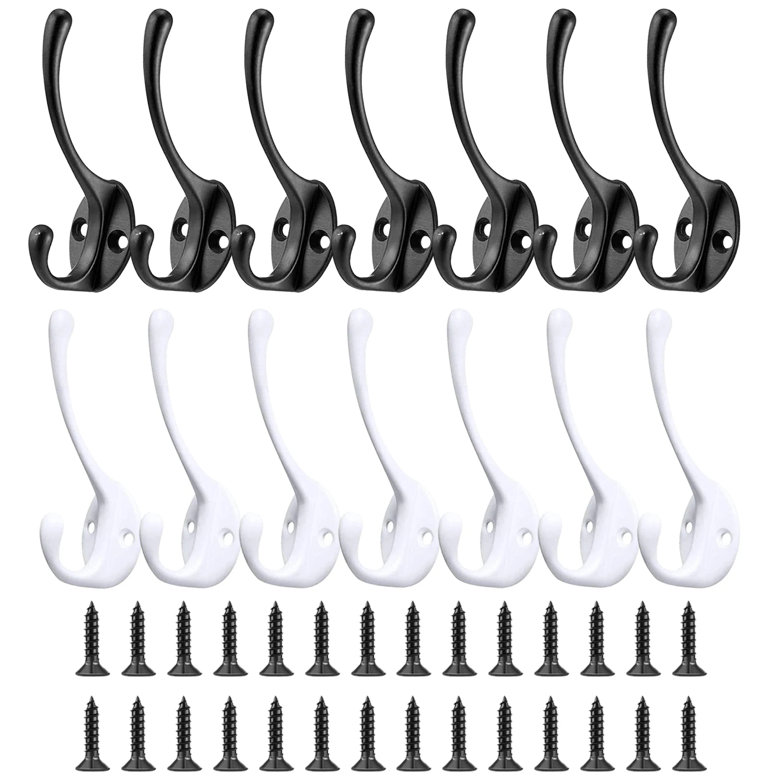 

14pcs Wall Mounted Clothes Back Door Bedroom Coat Hook Scarf Office Hat Vintage Design With 28 Screws Bag Towel Zinc Alloy