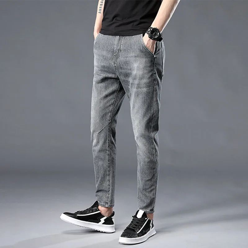 Street Fashion Mens Jeans Spring and Summer Nine-point Pants Casual Pants Comfortable All-match Pencil Pants Baggy Jeans