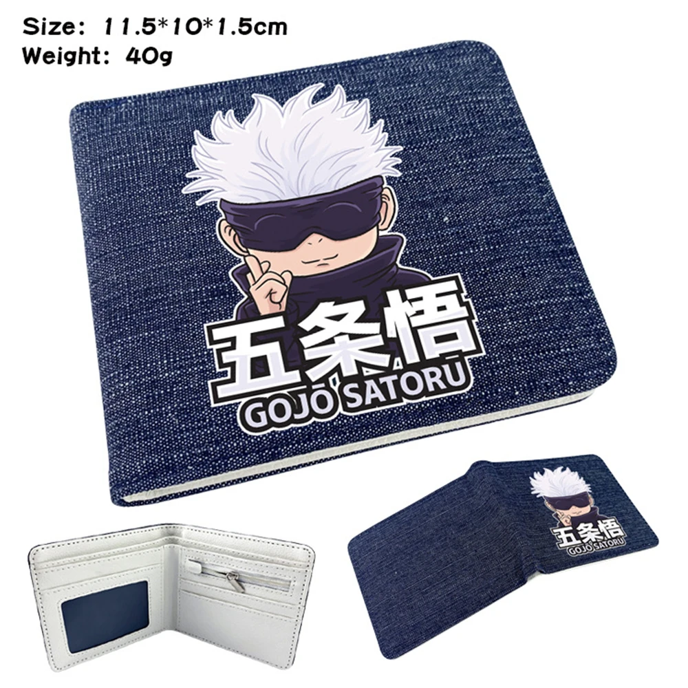 

Anime Jujutsu Kaisen Denim Wallet Bifold Coin Bag Pocket Photo Credit Card Holder Teenager Unisex Casual Cartoon Cosplay Purses