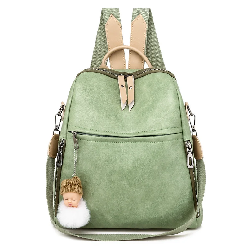 

TRAVEASY PU Leather Woman Mini Backpack Outdoor Travel Green Small Womens Handbags Lightness Female Shoulder Bag Waterproof Lady